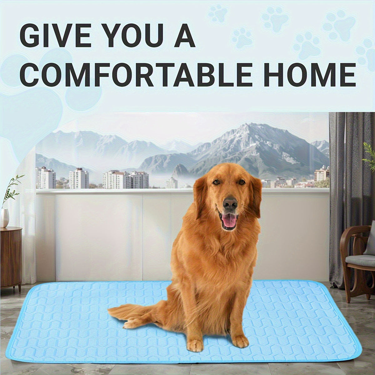 Blue Pet Summer Ice Silk Cooling Mat - Breathable Latex Sleep Pad for Dogs & Cats (50*40cm)