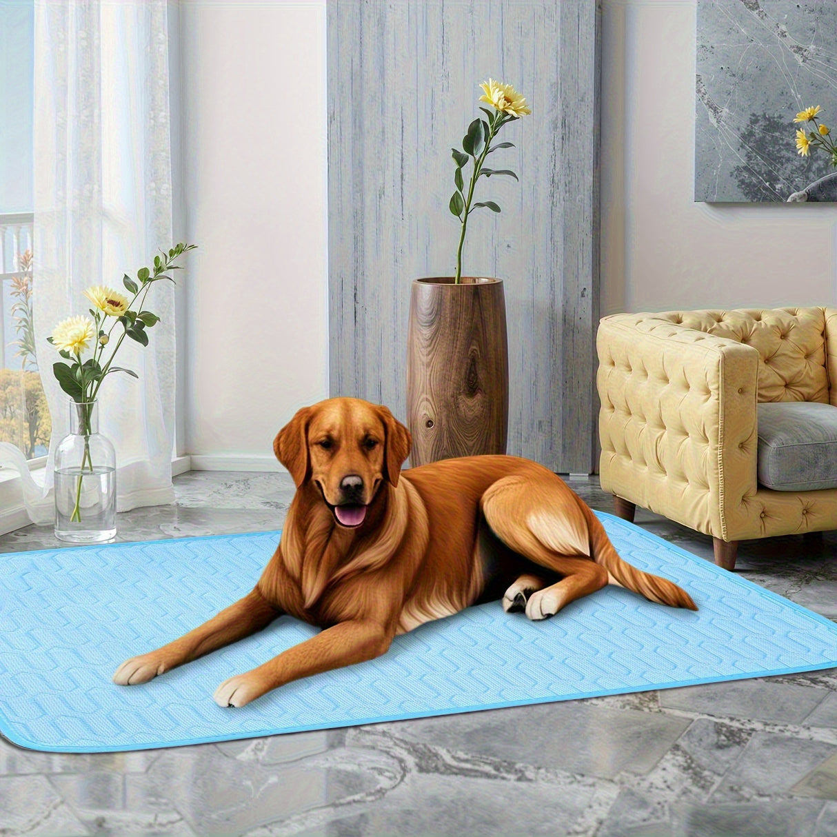 Grey Pet Summer Ice Silk Cooling Mat - Breathable Latex Sleep Pad for Dogs & Cats (40*30cm)