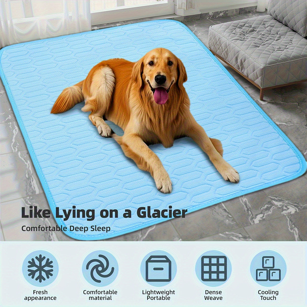 Grey Pet Summer Ice Silk Cooling Mat - Breathable Latex Sleep Pad for Dogs & Cats (70*50cm)