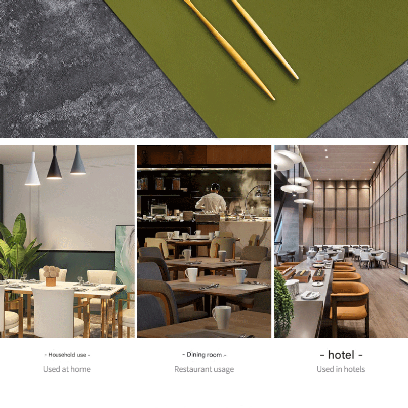 2-PCS Dark green and beige PVC Double-Sided Lychee Texture Table Mat - Waterproof, Heat-Resistant & Easy to Clean for Home and Hotel Use