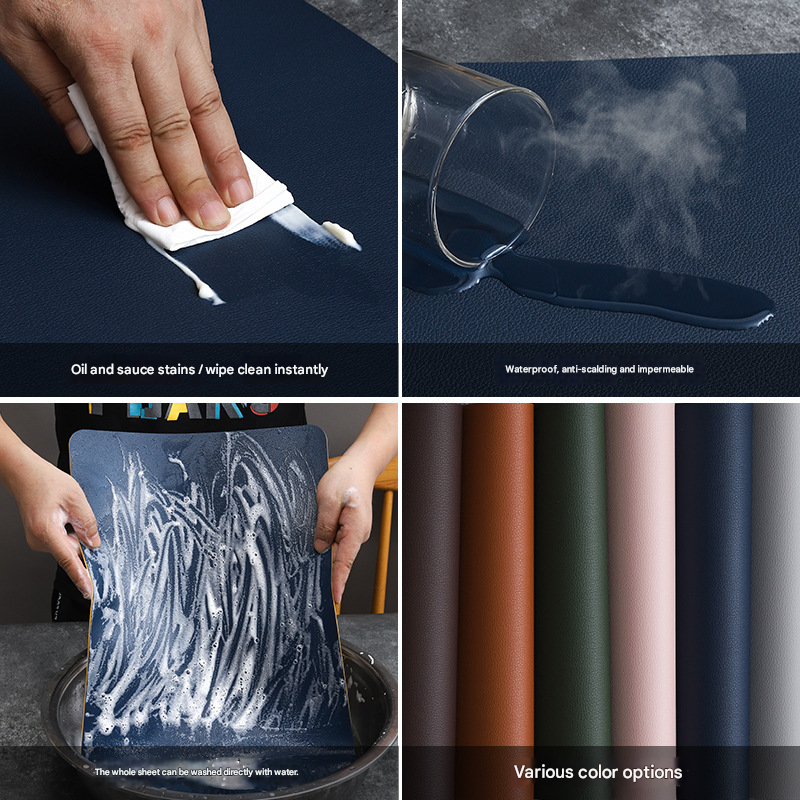 2-PCS Brown and black PVC Double-Sided Lychee Texture Table Mat - Waterproof, Heat-Resistant & Easy to Clean for Home and Hotel Use