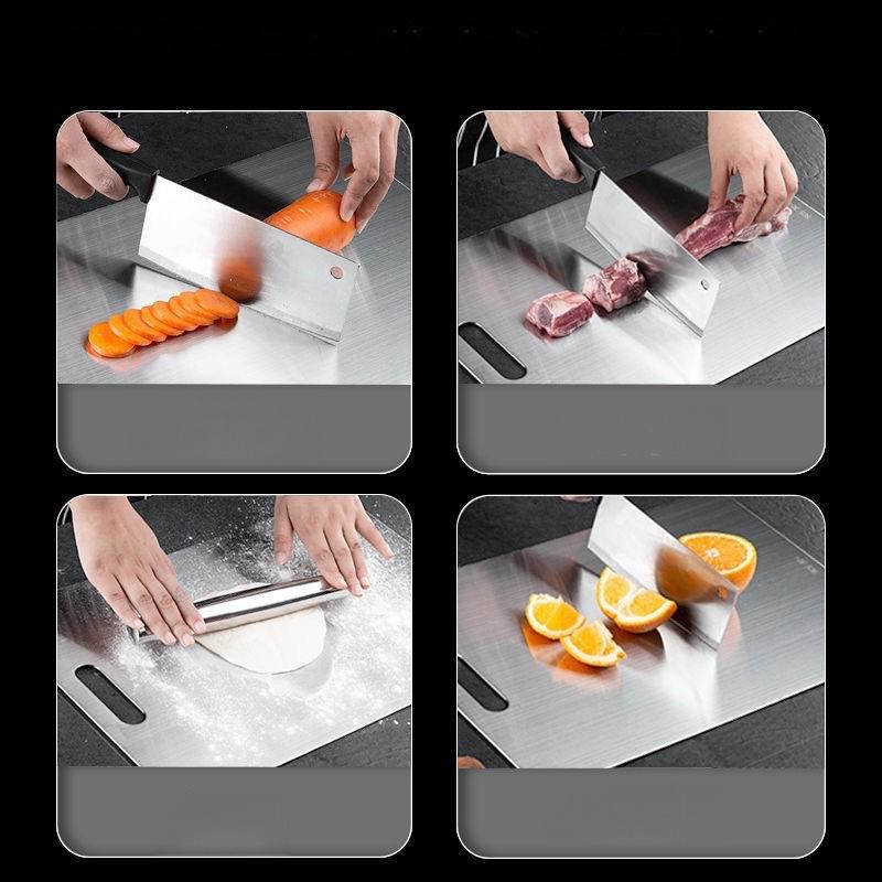 Dual-Sided Stainless Steel Chopping Board - Hygienic & Durable Kitchen Cutting Board for Meat, Veggies & More(28*39cm)
