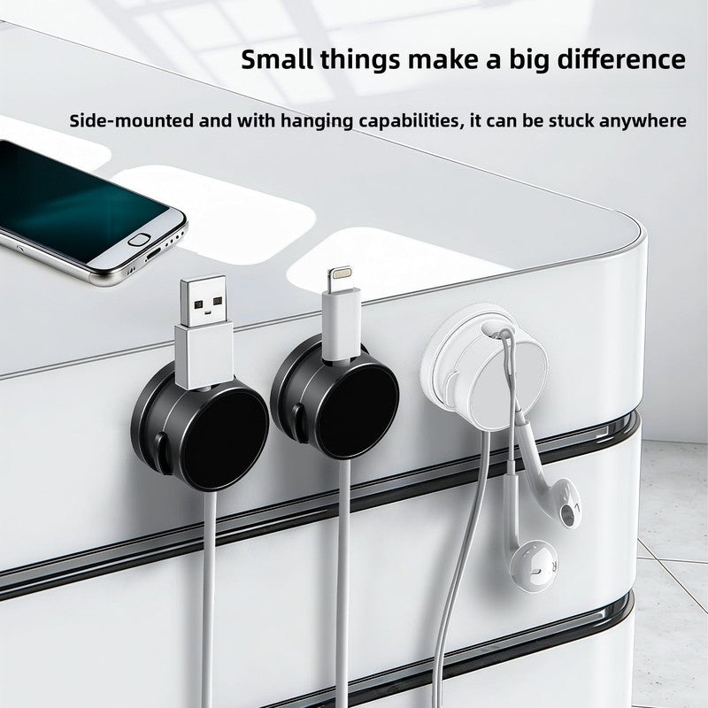 10-PCS Black 360 Degree Rotating Cable Organizer with Magnetic Mount for Desktop Wire Management