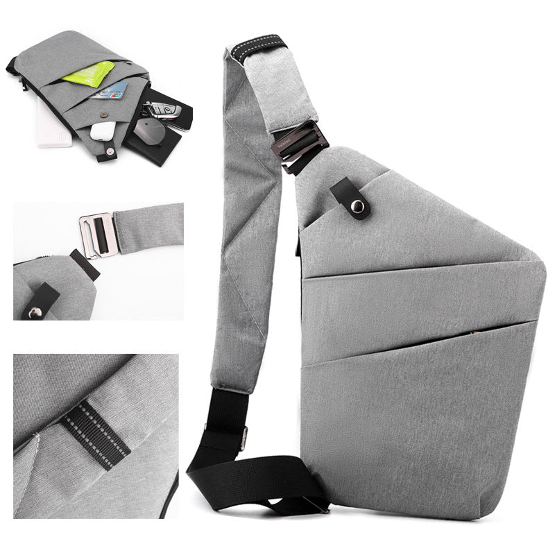 Dark grey Anti-theft Crossbody Sling Bag for Men & Women - Slim, Lightweight Chest Shoulder Pack for Travel & Daily Commute