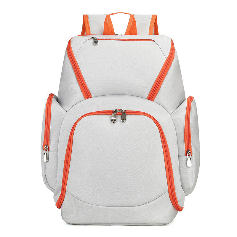 White Large Capacity Oxford Cloth Basketball Backpack - Waterproof Gym & Travel Bag for Men & Women with S-Type Straps