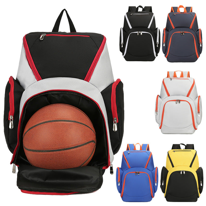 White Large Capacity Oxford Cloth Basketball Backpack - Waterproof Gym & Travel Bag for Men & Women with S-Type Straps