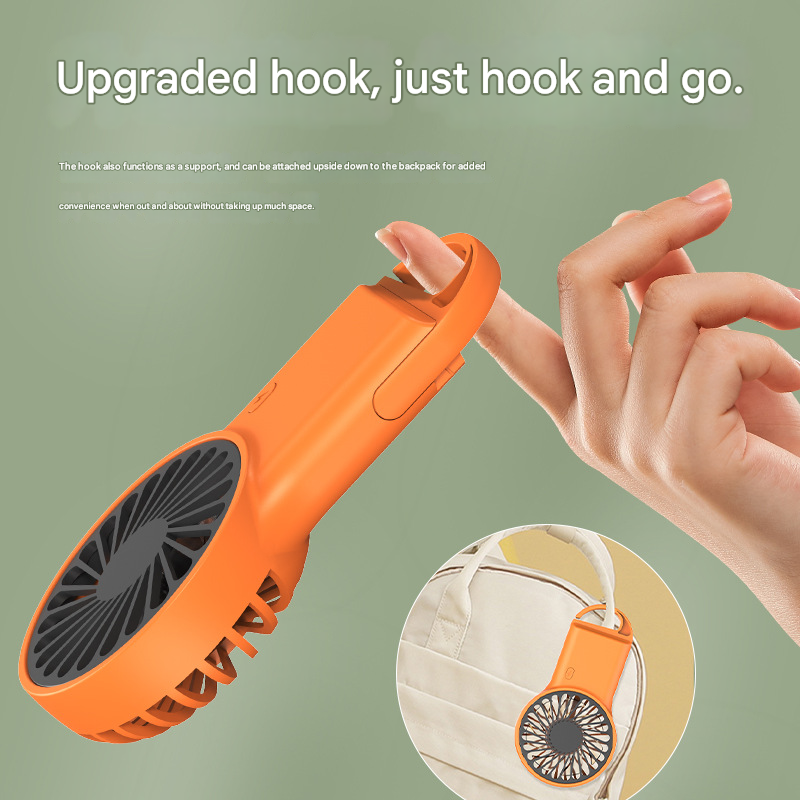 2-PCS Green New Portable Handheld Air Cooler Fan - Foldable Desktop USB Rechargeable Mini Fan with Climbing Buckle