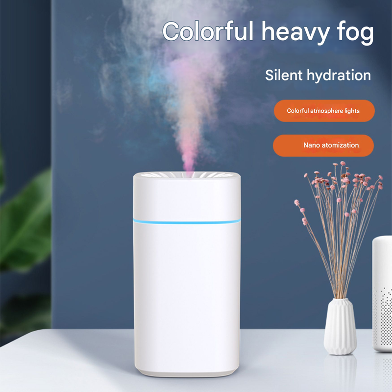 White 2-in-1 Ultrasonic Air Humidifier with 7-Color LED Night Light - Quiet Desktop Mini Humidifier for Home, Office, Bedroom