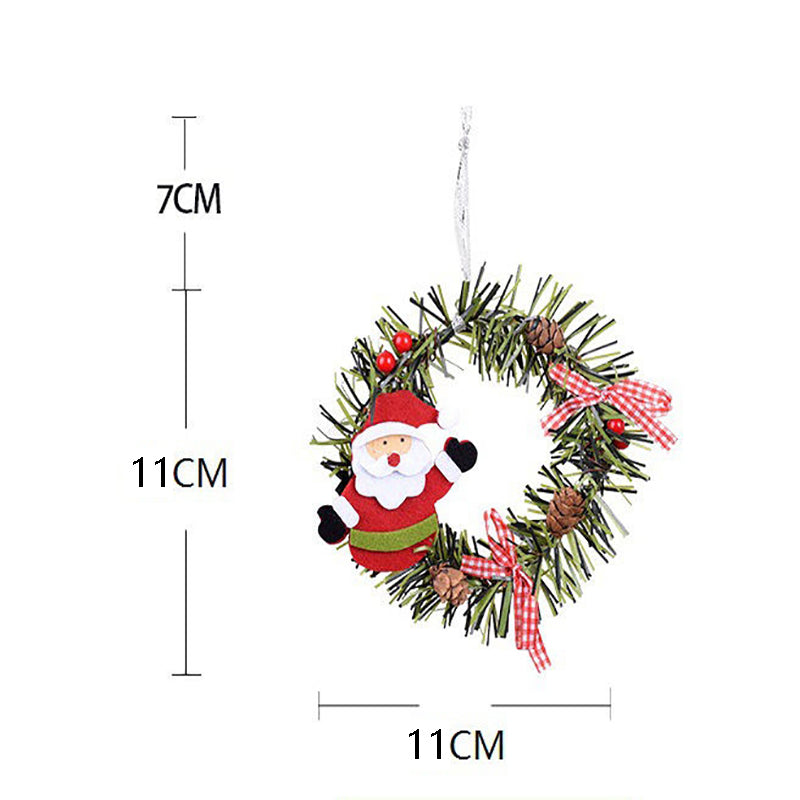 Bear Mini Christmas Wreath Ornaments (11cm) - Festive Santa, Snowman & Reindeer Decor for Doors & Windows