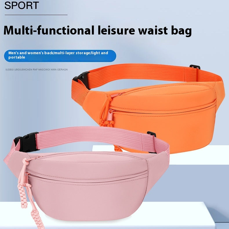 White Women's Fashion Crossbody Sling Bag Large Capacity Casual Shoulder Bag Waterproof Nylon Waist Pack for Travel Sports
