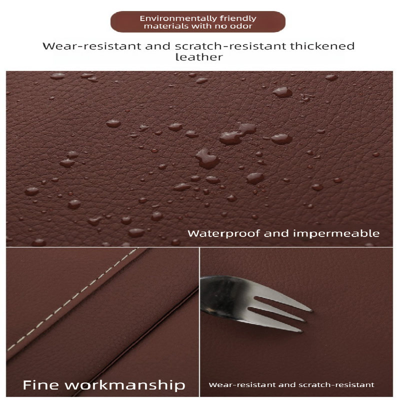 2-PCS Brown PU Leather Car Back Seat Organizer Kick Mat with Touch Screen Tablet Holder Multi-Pocket Travel Storage Bag