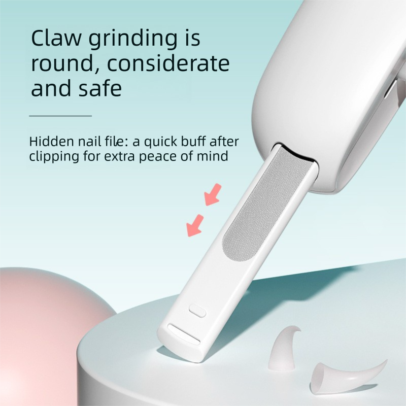 2-PCS Pink Adjustable Pet Nail Clipper with Safety Guard Professional Cat Dog Claw Trimmer with Hidden Nail File and Splash Proof Box