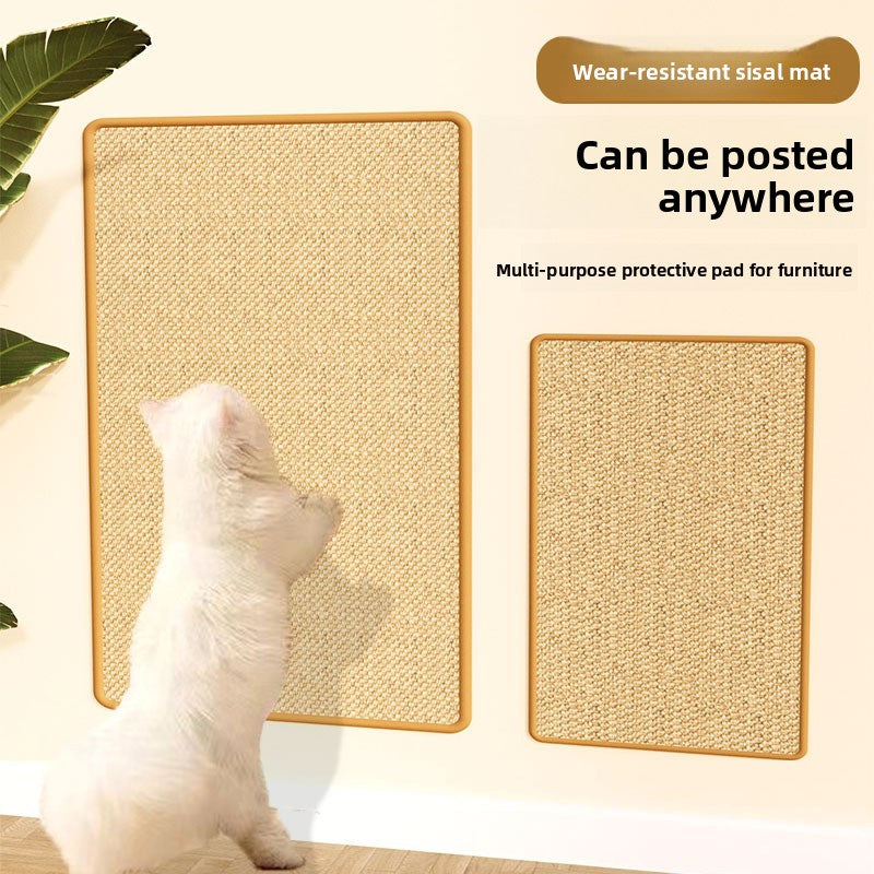 3-PCS Self-Adhesive Sisal Cat Scratching Mat Vertical Wall Mounted Scratcher Board for Furniture Protection(25cm*50cm)