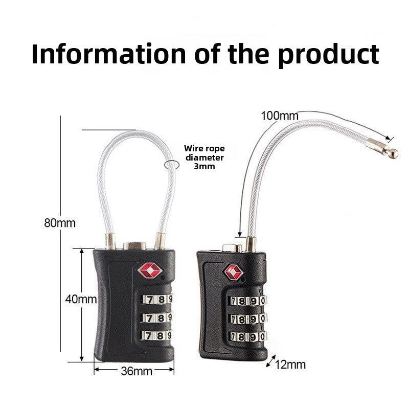 Orange-red TSA Approved Cable Combination Padlock 3-Digit Security Lock for Travel Luggage Suitcase Gym Lockers Durable Steel Wire Australian Travel Essential