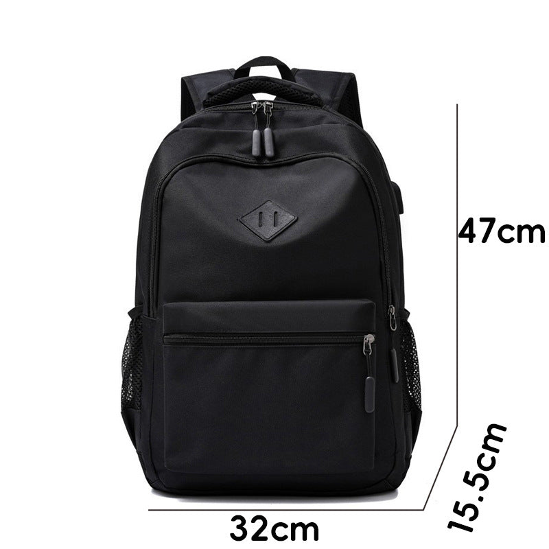 Black Large Capacity Laptop Backpack Water Resistant Travel Daypack with USB Charging Port for University High School Students and Commuters Black