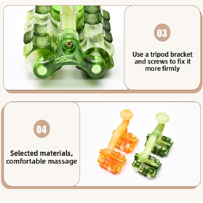 2-Pcs Green Manual Roller Massager Handheld Full Body Relaxation Tool for Back Waist Legs Moon Car Design Ergonomic Deep Tissue Massage for Australian Homes