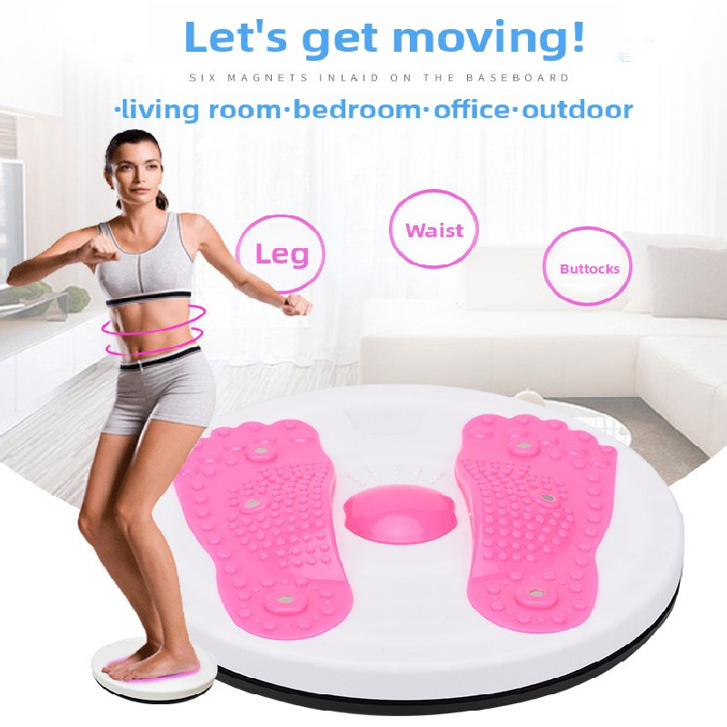 Purple Magnetic Waist Twisting Disc with Resistance Bands Portable Fitness Board for Home Office Core Training 27.5cm Large Diameter