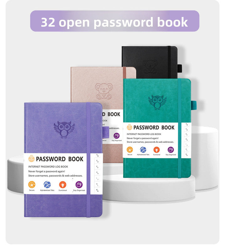 Light purple Password Log Book with Alphabetical Tabs Internet Address Organizer Small PU Leather Notebook with Owl Design Pen Holder and Inner Pocket Ideal for Home and Office