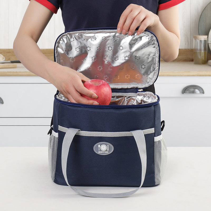 Insulated Lunch Bag Thermal Cooler Tote with Adjustable Shoulder Strap Waterproof Lining for Work School & Picnics Black Small