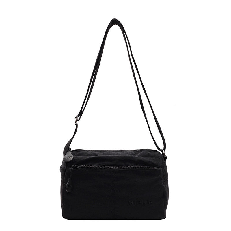 Women's Nylon Crossbody Bag Multi-Pocket Water Resistant Shoulder Messenger Handbag Lightweight Casual Satchel with Adjustable Wide Strap for Travel and Daily Use Black
