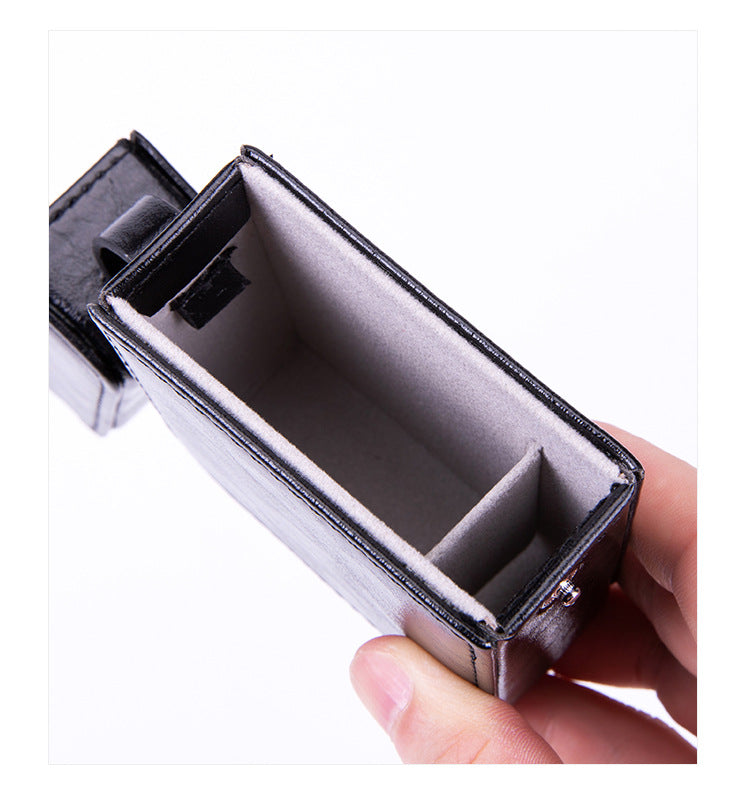 PU Leather Cigarette Case with Lighter Holder Hard Shell Storage Pouch Belt Loop Waist Bag for Standard Packs Black Gift for Men