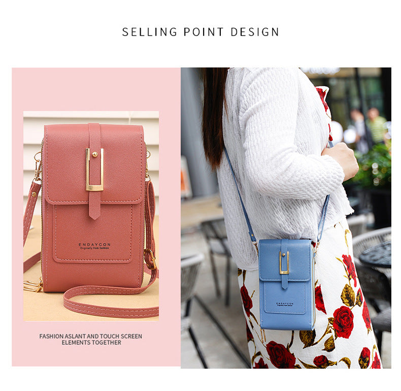 Women's Crossbody Phone Bag with Clear Touch Screen Window PU Leather Wallet Purse Multi-Pocket Shoulder Handbag Adjustable Strap Card Holder Reseda