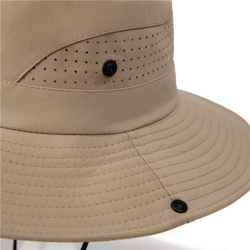 Wide Brim Sun Hat Waterproof UV Protection Boonie Bucket Cap Mesh Breathable for Fishing Hiking Camping Outdoor Khaki
