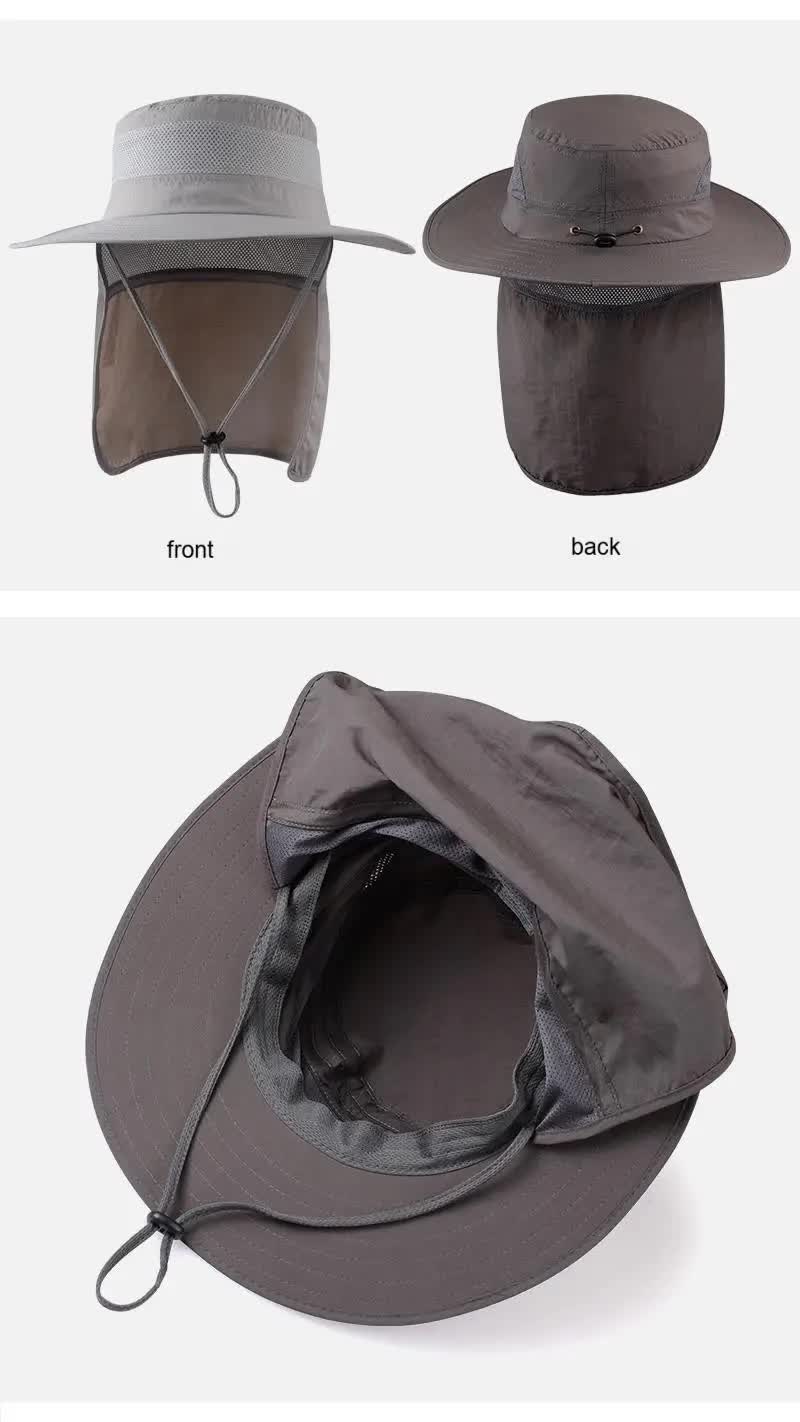 Wide Brim Sun Hat with Neck Flap UPF 50+ Protection Quick Dry Safari Cap Mesh Breathable for Fishing Gardening Hiking Outdoor Pitch Green