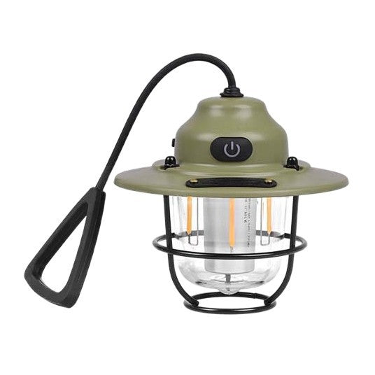 Retro LED Camping Lantern Rechargeable Pinecone Light Dimmable 4 Modes IPX4 Waterproof Hanging Tent Lamp for Outdoor Hiking Fishing Green