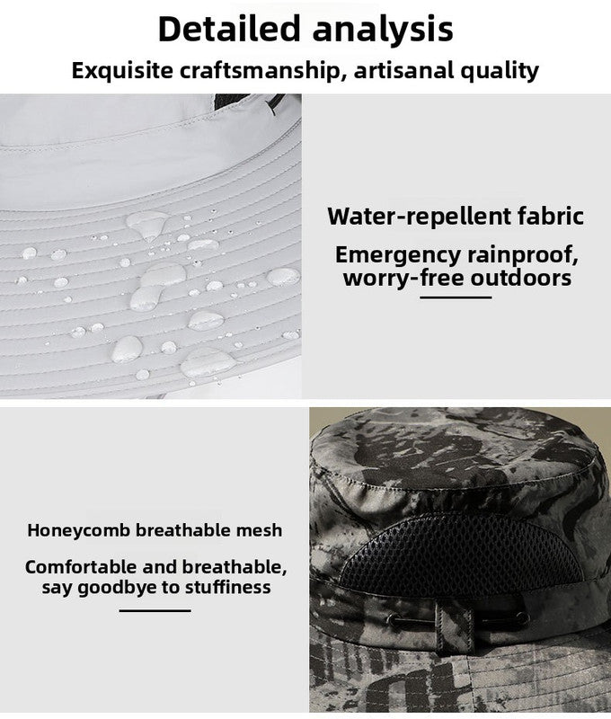 Light Grey Dual Solar Fan Hat with Rechargeable Battery - Wide Brim UPF 50+ Sun Protection Bucket Hat for Fishing & Outdoor Work