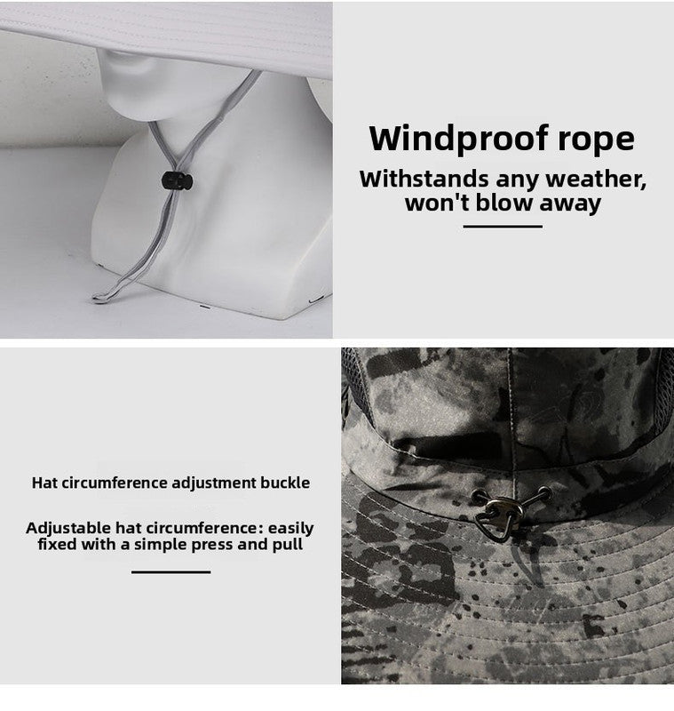 Light Grey Dual Solar Fan Hat with Rechargeable Battery - Wide Brim UPF 50+ Sun Protection Bucket Hat for Fishing & Outdoor Work