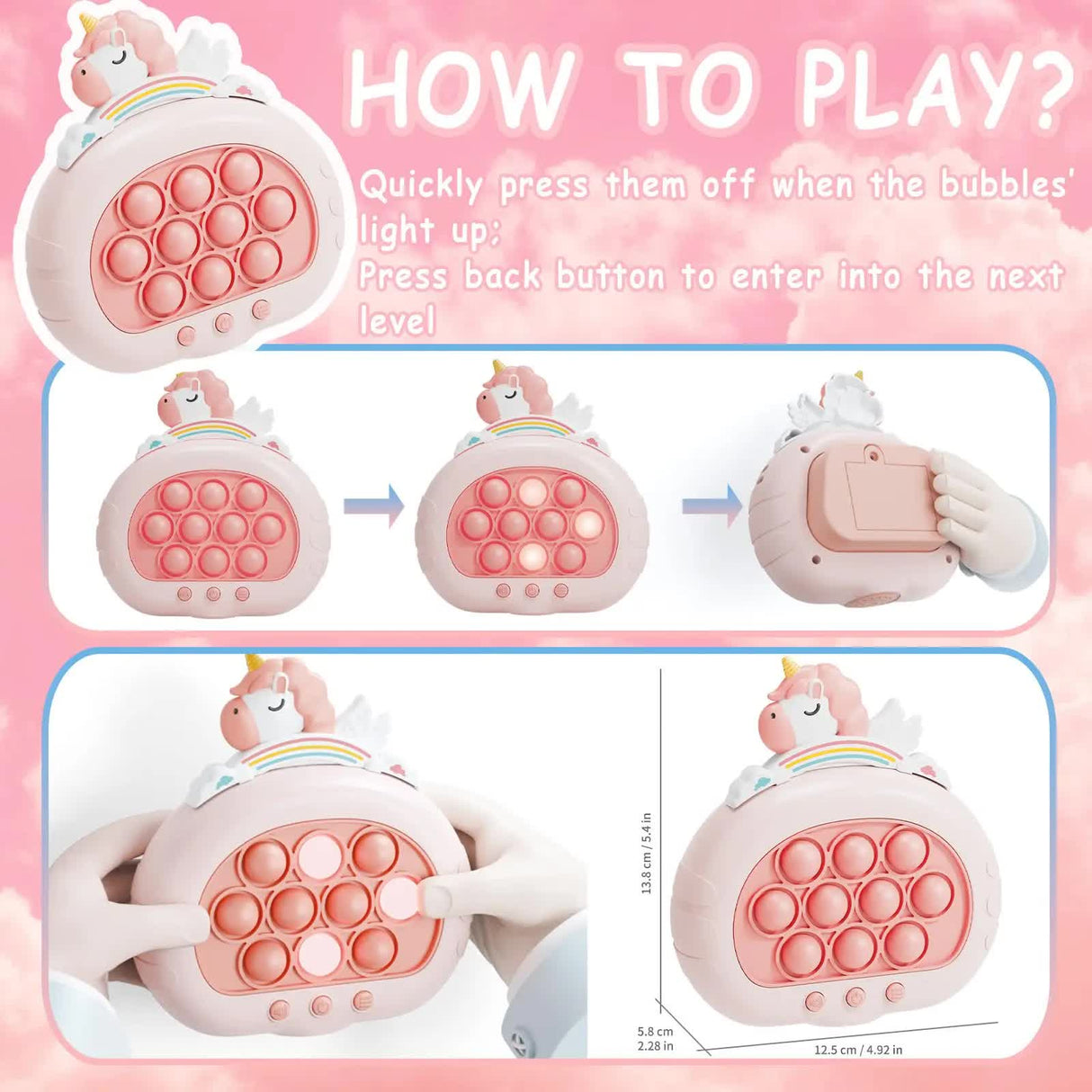Electronic Fast Push Pop Game - Flamingo Fidget Console with Lights & Sound - 4 Modes Memory & Speed Challenge - Interactive Sensory Toy for Kids 3+ & Travel