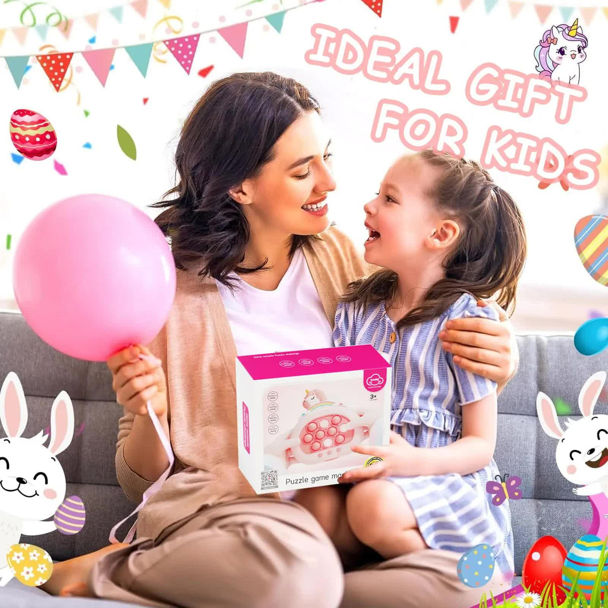 Electronic Fast Push Pop Game - Pink Unicorn Fidget Console with Lights & Sound - 4 Modes Memory & Speed Challenge - Interactive Sensory Toy for Kids 3+ & Travel