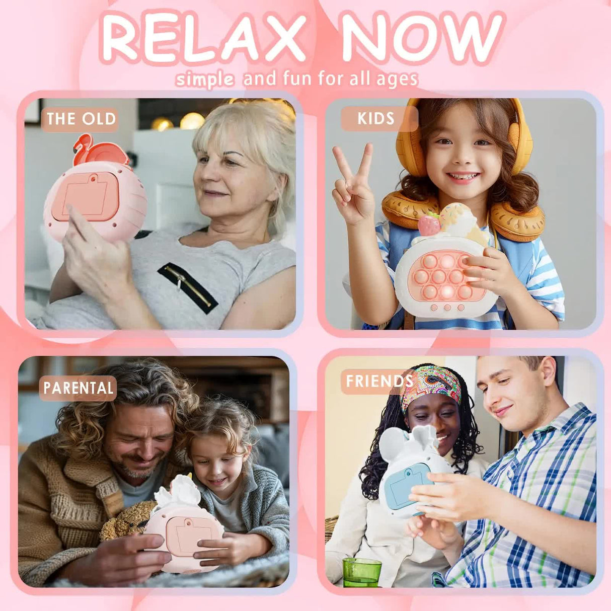 Electronic Fast Push Pop Game - Pink Unicorn Fidget Console with Lights & Sound - 4 Modes Memory & Speed Challenge - Interactive Sensory Toy for Kids 3+ & Travel