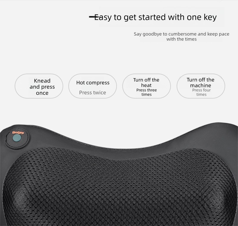 Electric Shiatsu Massage Pillow with Heat - Dual Button Deep Kneading Neck & Back Massager - Adjustable Speed & Direction Car Home Cushion - Black