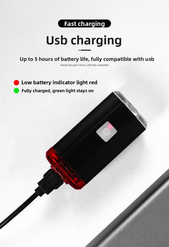 2 PCS USB Rechargeable Mini Bike Lights - Aluminium LED Front & Rear Safety Lamp Set - 150 Lumen High Brightness Flashlight for Helmet & Handlebar - IPX8 Waterproof - Black