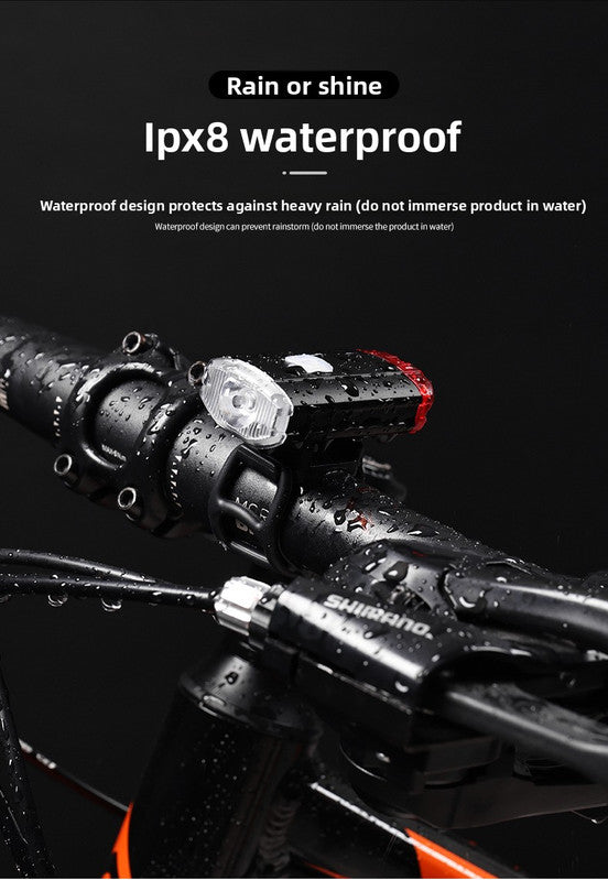 2 PCS USB Rechargeable Mini Bike Lights - Aluminium LED Front & Rear Safety Lamp Set - 150 Lumen High Brightness Flashlight for Helmet & Handlebar - IPX8 Waterproof - Black