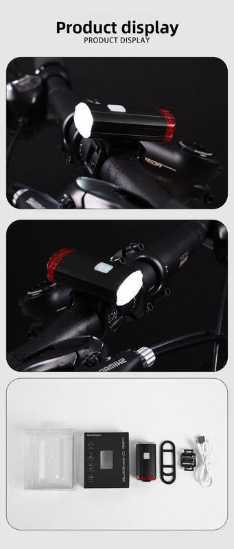 2 PCS USB Rechargeable Mini Bike Lights - Aluminium LED Front & Rear Safety Lamp Set - 150 Lumen High Brightness Flashlight for Helmet & Handlebar - IPX8 Waterproof - Black