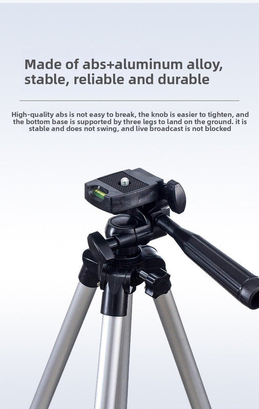 3888 Bluetooth Tripod Stand with Wireless Remote Shutter - 110cm Lightweight Aluminium Travel Mount for iPhone & Android - 3-Way Head Camera & Phone Holder with Carry Bag - Silver and Black