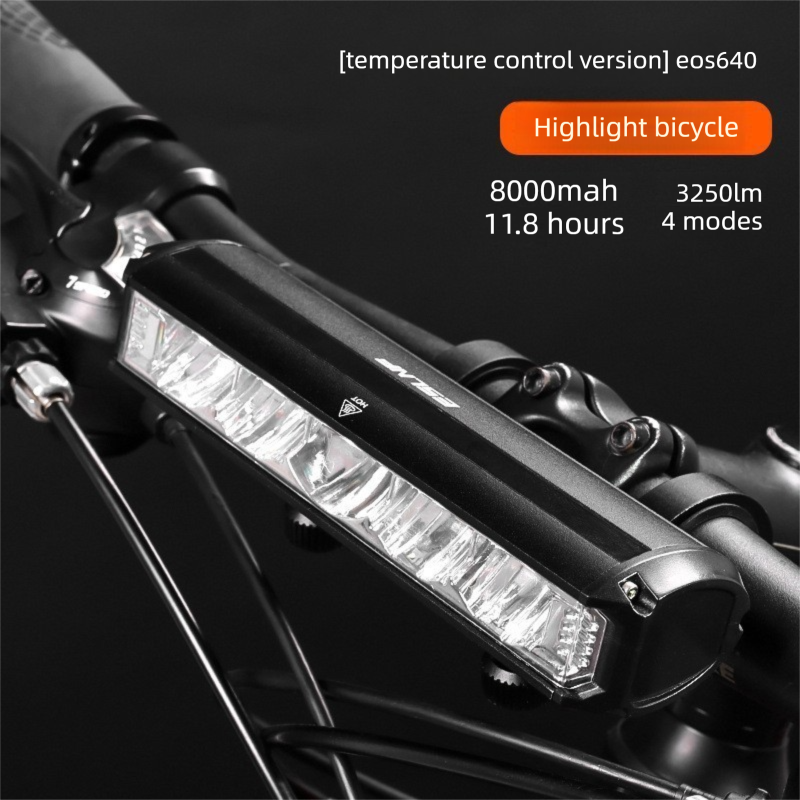 EOS640 Upgraded 3250 Lumen Super Bright Bike Light with Stable Dual Bracket Mount - 8000mAh Long Life Battery with Smart Temp Control - USB Rechargeable Aluminium MTB Headlight