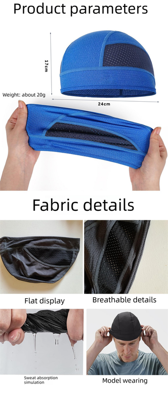 Cooling Mesh Skull Cap Helmet Liner Sweat Wicking Quick Dry Beanie Grey for Cycling Motorbike Running Hard Hat One Size