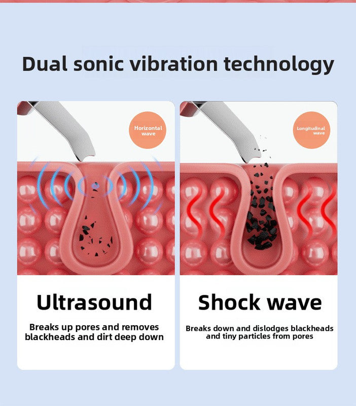 Ultrasonic Skin Scrubber Facial Spatula Blackhead Remover & Pore Cleaner with Ion EMS Lifting Mode Rechargeable Beauty Tool Black