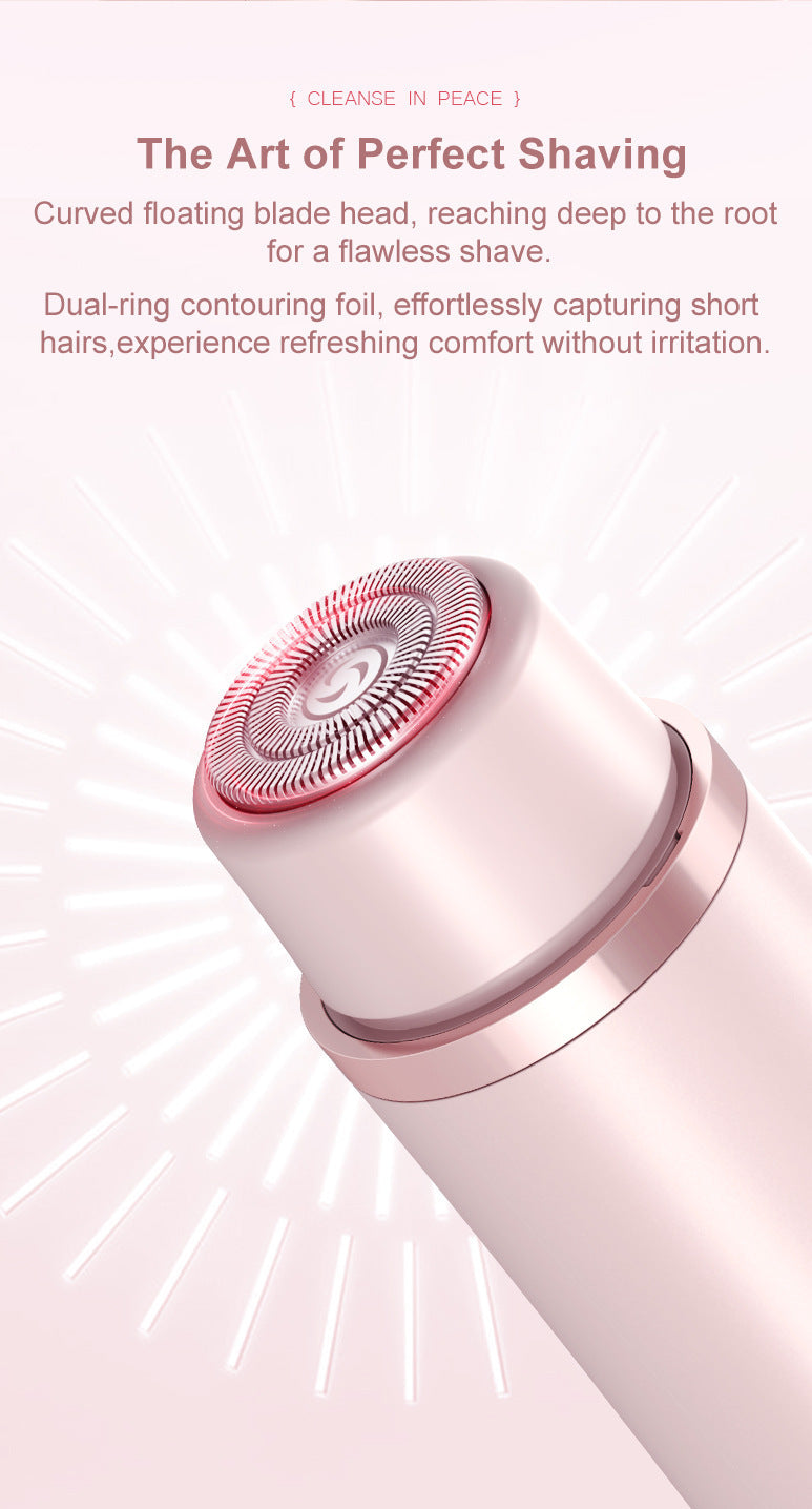 2-in-1 Electric Lady Shaver & Bikini Trimmer Dual Head Waterproof Wet & Dry Body Hair Remover Cordless Razor for Face Legs Underarms White