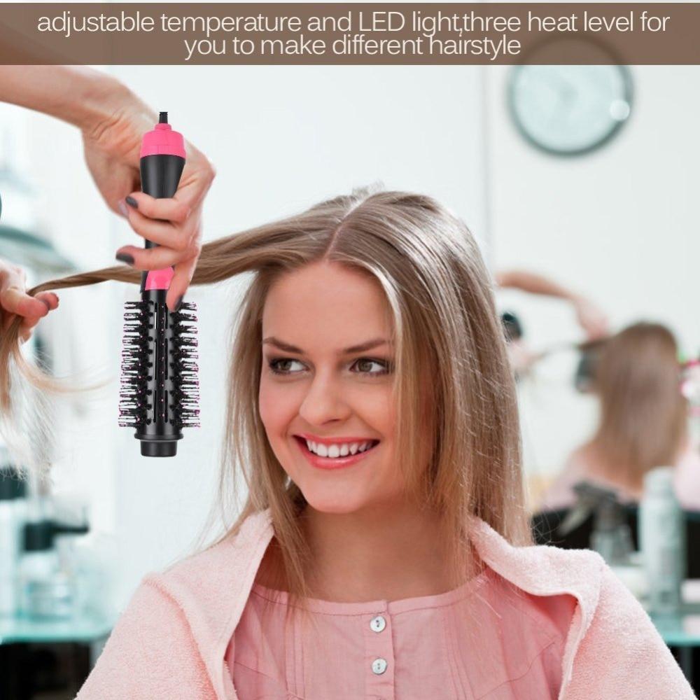 2-in-1 Black-Pink Negative Ion Hot Air Styler Brush - 7-Level Temp & 3-Gear Speed, Fast Drying Blow Dryer & Volumizing Straight/Curling Comb