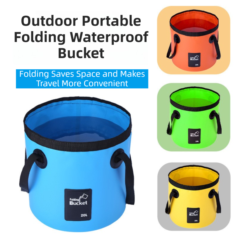 20L Blue Outdoor PVC Folding Water Bucket - Portable Fishing Barrel, Camping Water Storage, Car Washing Bag