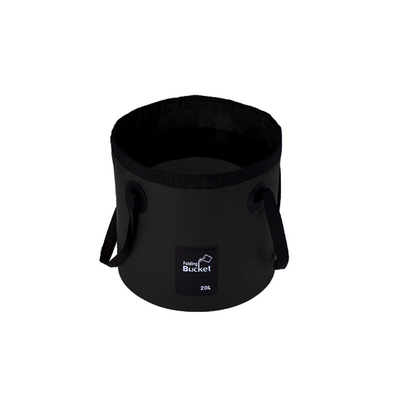 20L Black Outdoor PVC Folding Water Bucket - Portable Fishing Barrel, Camping Water Storage, Car Washing Bag