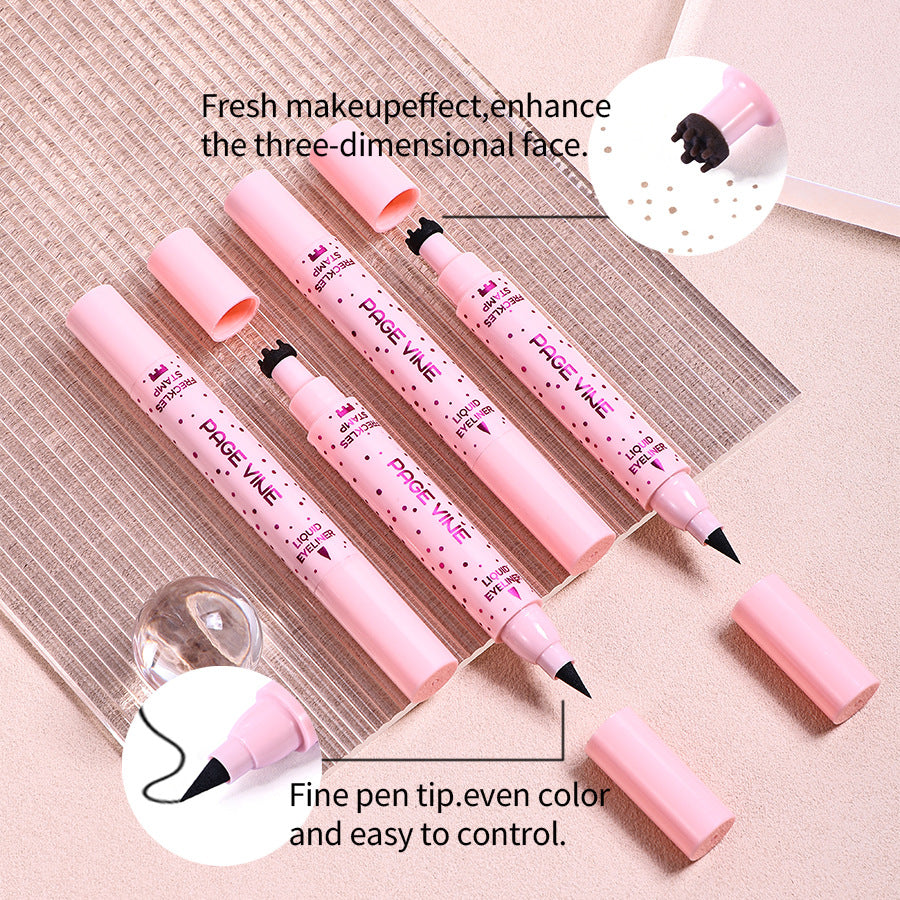 2-Pack #04 Espresso 2-in-1 Double-Headed Freckle Pen & Eyeliner - Natural & Long-Lasting, Easy Coloring for Sun-Kissed Look