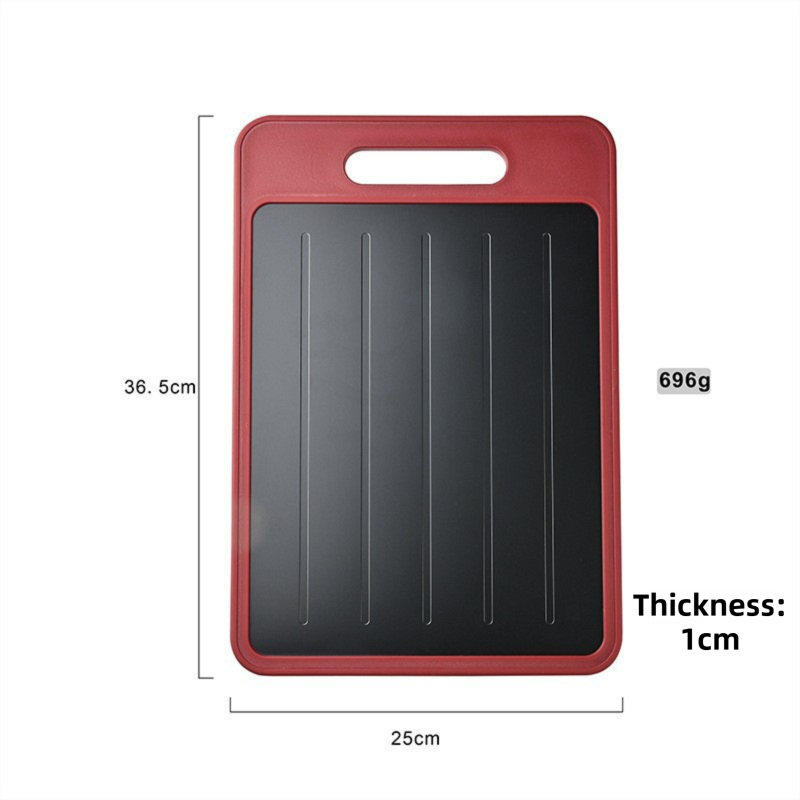 Red Aluminum Alloy Fast Thawing Dual-Sided Cutting Board(36.5x25CM) - Multifunctional Kitchen Tool with Garlic Grinder and Knife Sharpener