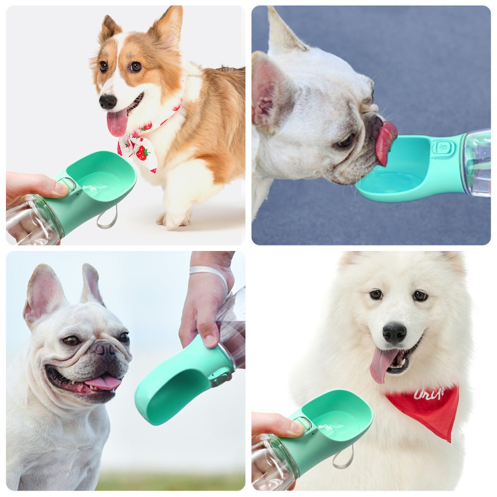 White Portable Dog Water Bottle and Drink Feeder - 550ml Pet Travel Water Cup for Walking, Hiking & Outdoor Use (High-Temperature Resistant)