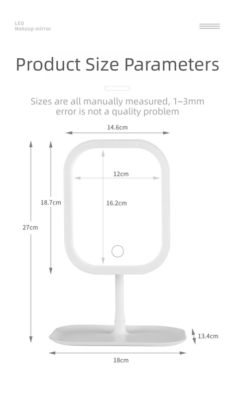 Portable LED Makeup Mirror with Integrated Fill Light & Storage Chassis - 360°Rotatable High-Definition Stylish Tabletop Vanity Mirror(White)